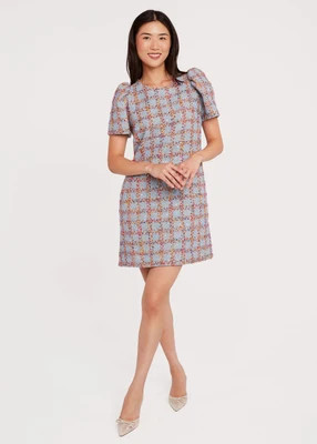 Marty Dress Windowpane Ribbon Tweed | Abbey Glass