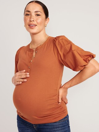Maternity Puff-Sleeve Combination Top | Old Navy (CA)