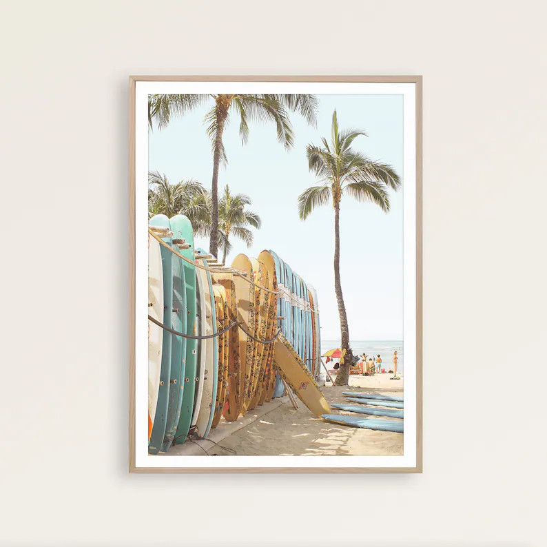 Surfboard Print Beach Wall Art Photo Coastal Printable Surf Decor Tropical Print Surf Poster Beac... | Etsy (US)