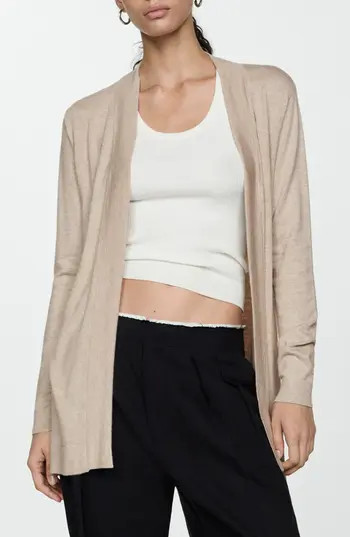 MANGO Longline Cardigan in Sand at Nordstrom Rack, Size X-Large | Nordstrom Rack
