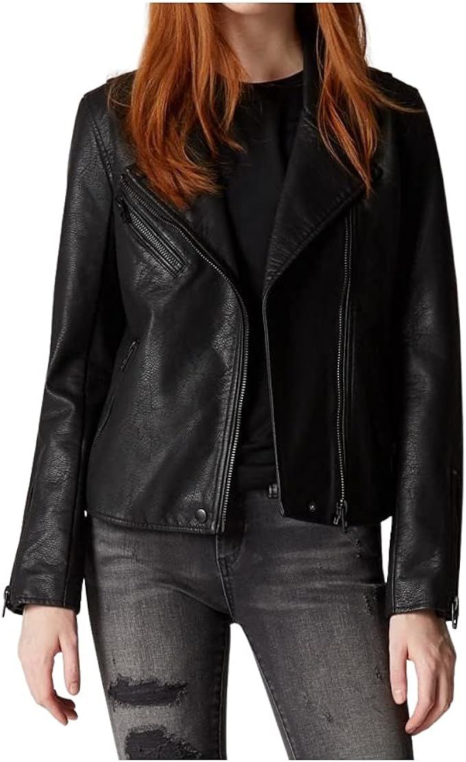 [BLANKNYC] womens Luxury Clothing Semi Fitted Vegan Leather Motorcycle Jacket | Amazon (US)