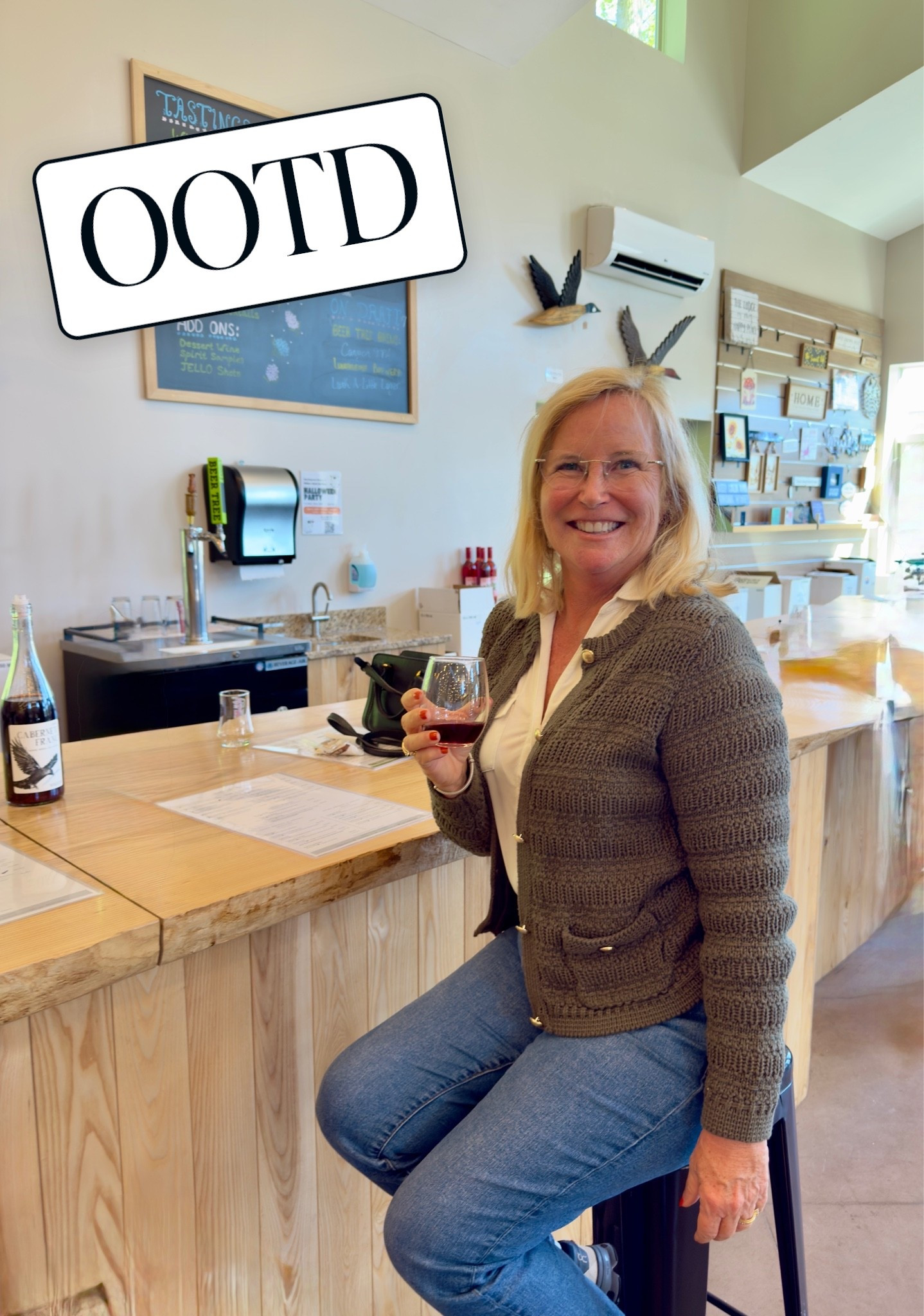 CaptK and I are in the Finger Lakes for a wedding. We stopped at a winery on our way the  the hotel.  The temperatures are cool today, this sweater  is heavy enough to keep me warm! #falloutfit #falltraveloutfit #fallweekendoutfit

#LTKOver40 #LTKTravel