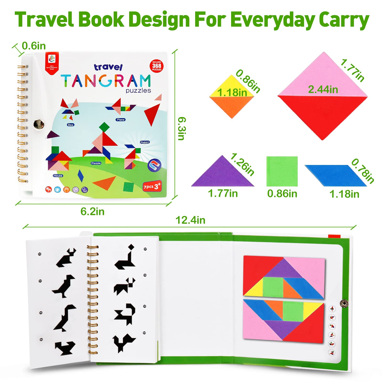 USATDD Travel Tangram Puzzle With 2 Set, Magnetic Pattern Blocks Road Trip Games Educational Jigs... | Amazon (US)