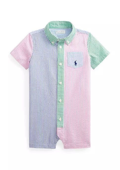 Baby Boys Cotton Seersucker Fun Shortall | Belk