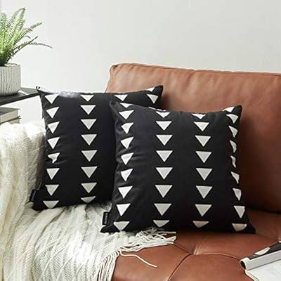 Nestinco Set of 2 Black Pillow Covers 20 x 20 inches Boho Aztec Polyester Blend Square Decorative... | Amazon (US)