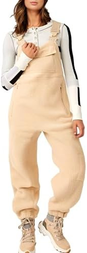 Warm Fleece Overalls for Women Winter Fuzzy Jumpsuits Adjustable Strap Sleeveless Fluffy Pants wi... | Amazon (US)