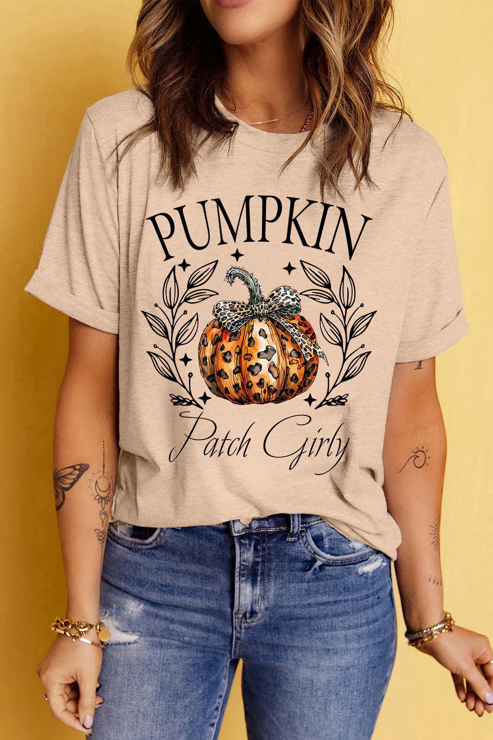 Pumpkin Graphic Round Neck Short Sleeve T-Shirt | Casual Chic Boutique