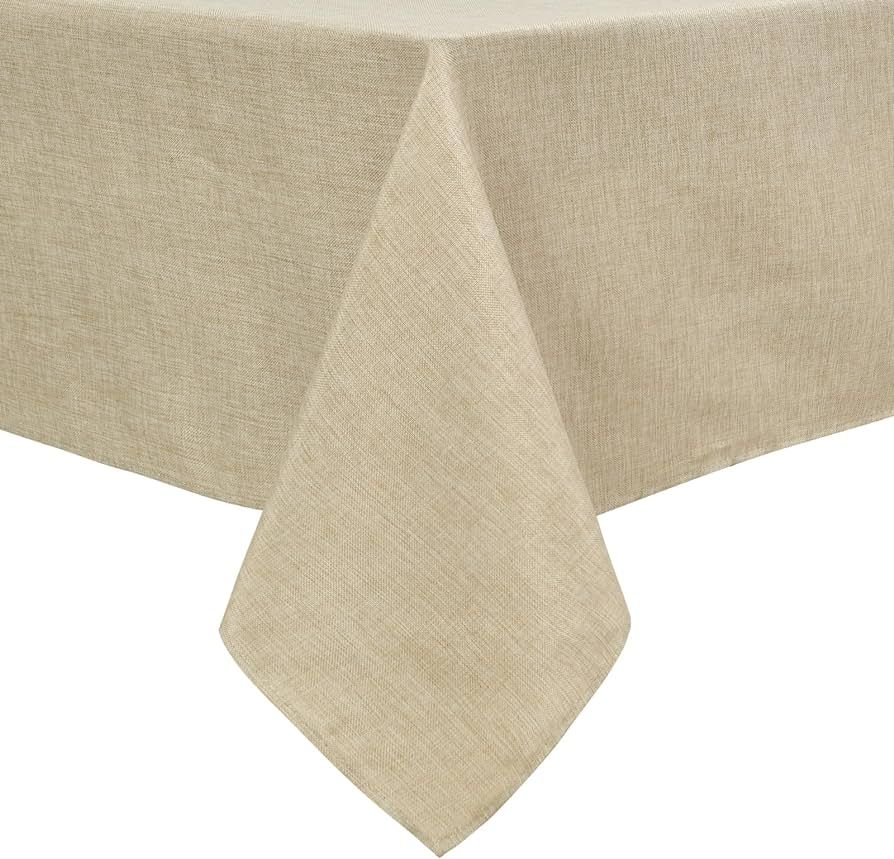 Hiasan Faux Linen Rectangle Tablecloth - Wrinkle and Stain Resistant Washable Table Cloth for Kit... | Amazon (US)
