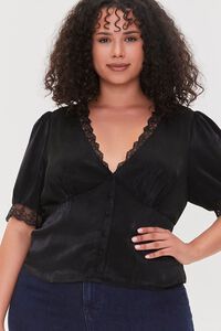 Plus Size Satin Lace-Trim Top | Forever 21 (US)