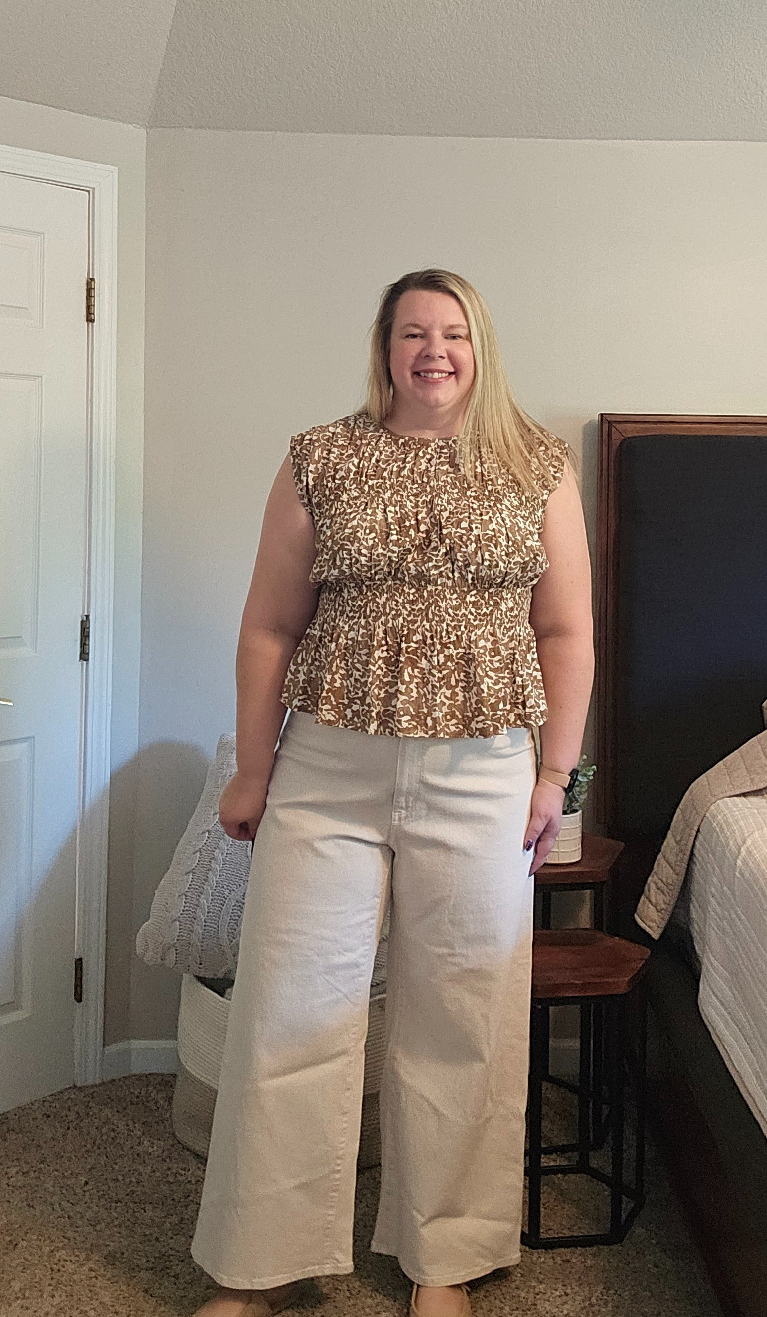 Peplum Top XLWide leg cream Pants Size 18Shoes TTSFall transition style. Workwear. 

#LTKMidsize #LTKFindsUnder50 #LTKOver40