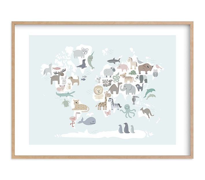 Minted® Wild World Map Wall Art by Jessie Steury | Pottery Barn Kids