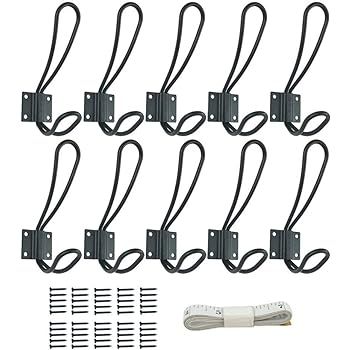 Keadic 12 Pack Heavy Duty Rustic Black Coat Hooks Kit with Screws and Expansion Screws Included, ... | Amazon (US)