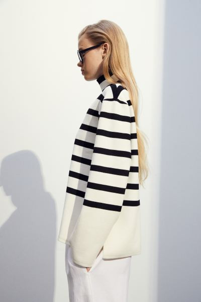 Turtleneck jumper - Black/Striped - Ladies | H&M GB | H&M (UK, MY, IN, SG, PH, TW, HK)