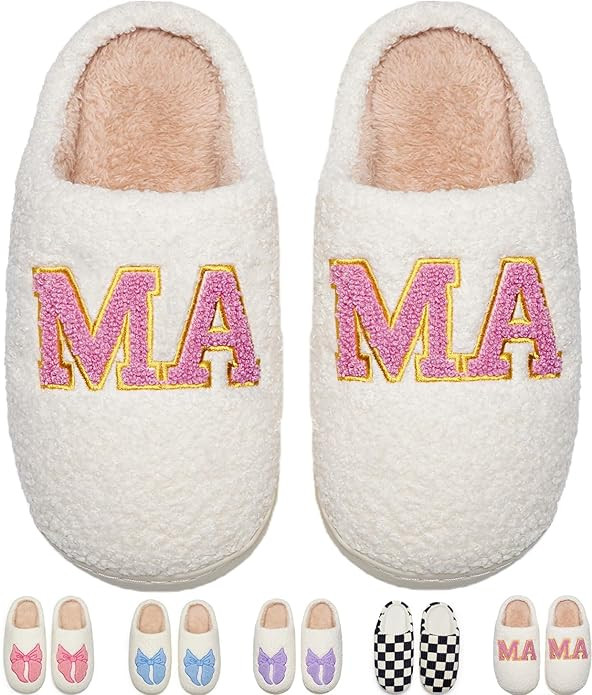 Cute Bow House Slippers Memory Foam Fuzzy Shoes for Women Non-Slip Warm Indoor Outdoor | Amazon (US)