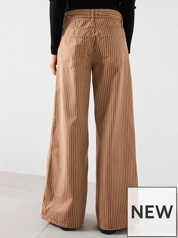 Mango Wide leg Jeans With Stripes And Belt - Brown | Very (UK)
