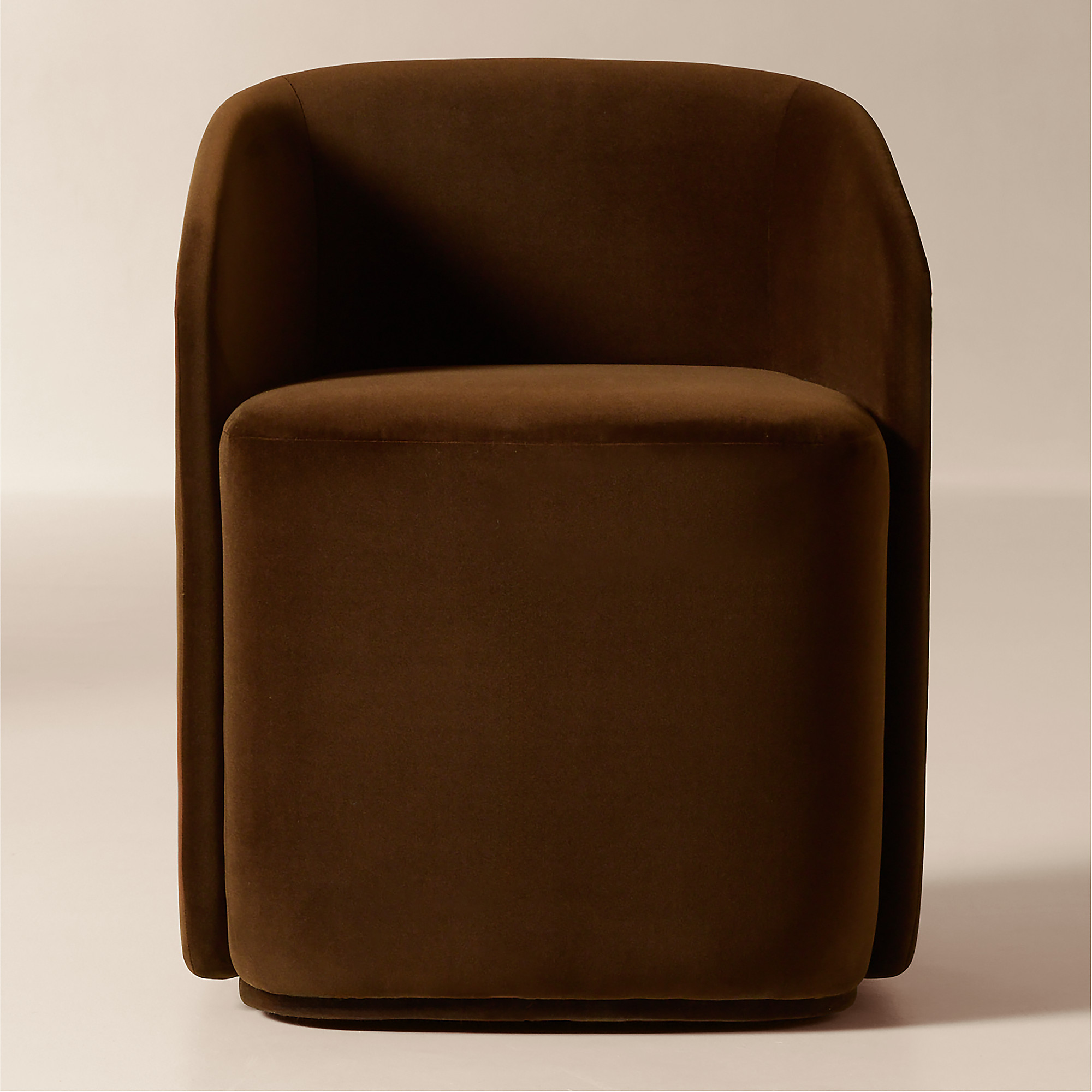Wesler Chocolate Brown Velvet Dining Chair with Casters | CB2 | CB2