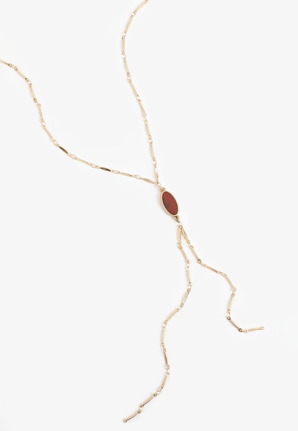 Faux Rust Oval Stone Pendant Y Necklace | Maurices