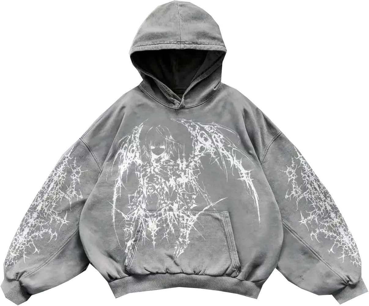 Y2K hoodie retro print long sleeved sweatshirt men's and women's trendy brand pullover hoodie swe... | Amazon (US)