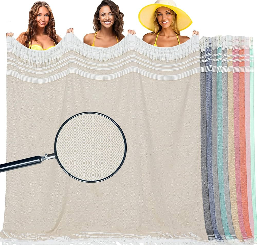 Oversized Cotton Turkish Beach Towel Blanket Giant XL Sandproof Boho Sand Free Towels Huge Jumbo ... | Amazon (CA)