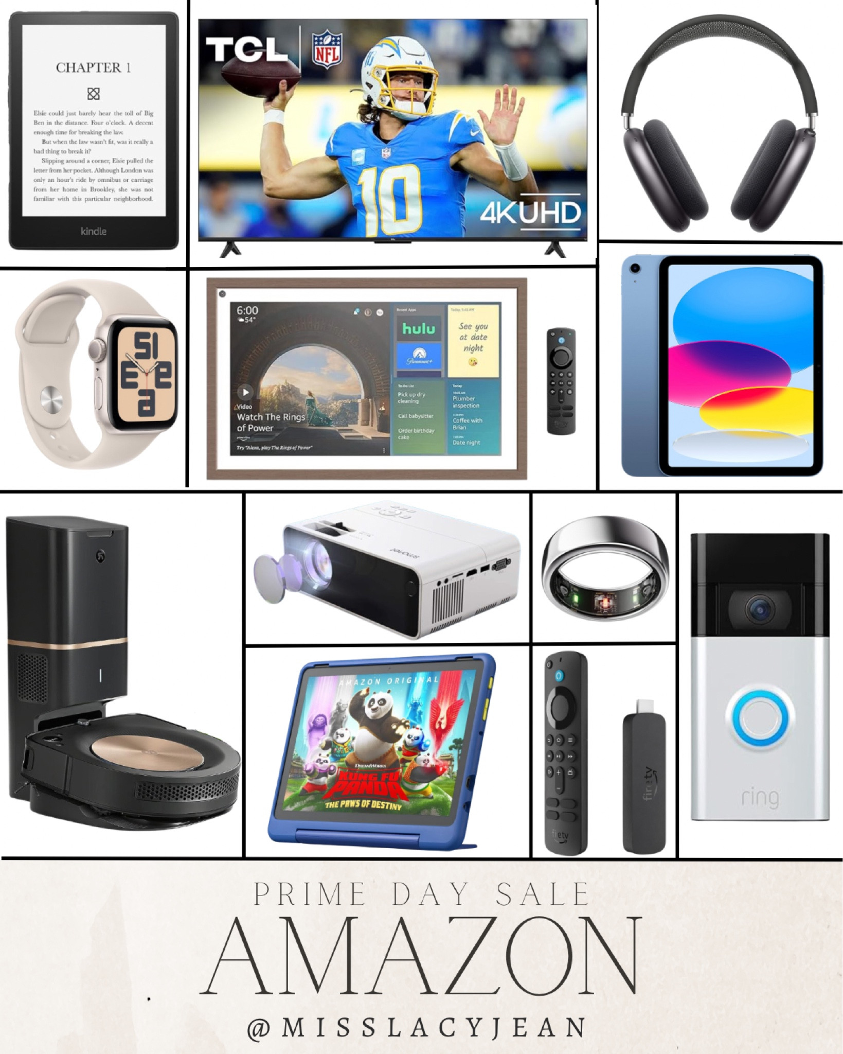 Amazon Prime Day tech deals include ring door camera, Apple iPad, headphones, TV, echo show, projector, kindle, Apple Watch, Roomba, fire stick, Apple headphones, kids fire tablet, and  Oura ring.

Tech, sale tech, sale alert, deal alert, steal alert, tech deals

#LTKFindsUnder100 #LTKFindsUnder50 #LTKSaleAlert