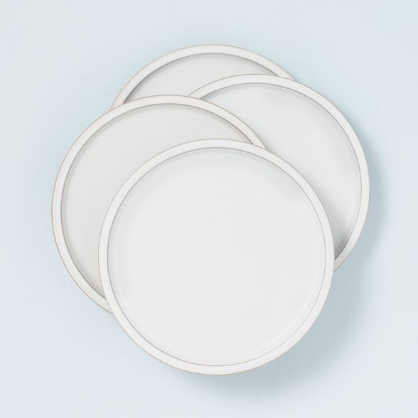 4pk Modern Rim Stoneware Dinner Plate Set Matte Sour Cream - Hearth & Hand™ with Magnolia | Target