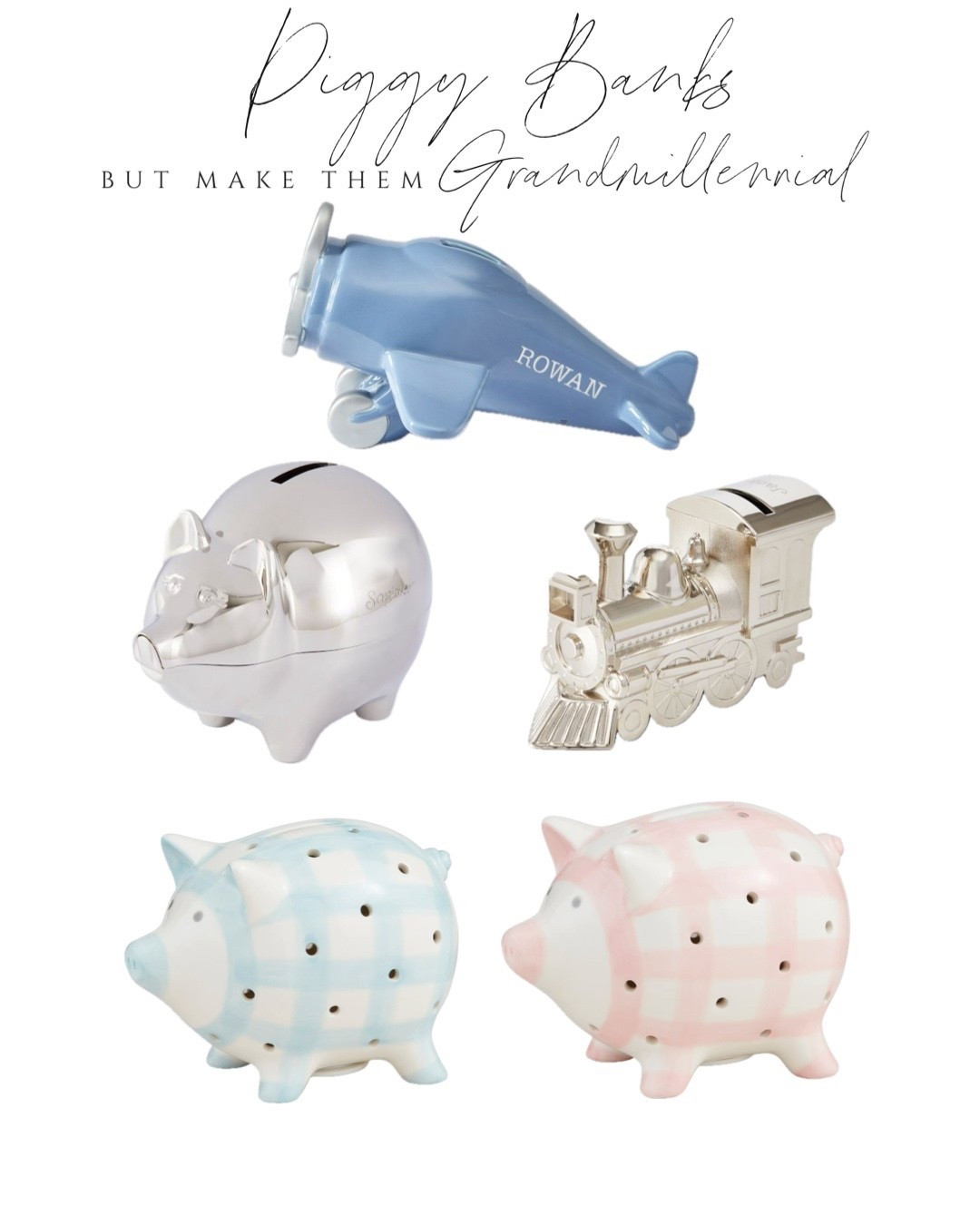 Grandmillennial style piggy banks 

#LTKBaby #LTKKids #LTKHome