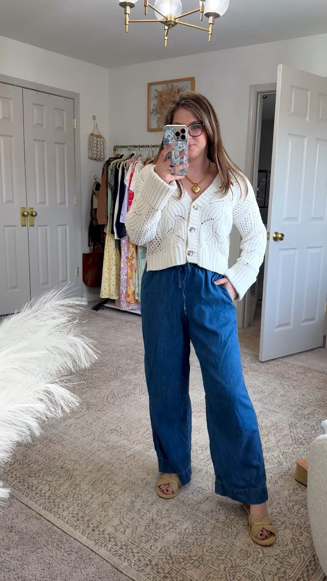Abercrombie chambray pants chambray pull on pants with drawstring waist super comfortable white cardigan for spring 

#LTKSpringSale #LTKSaleAlert #LTKootd