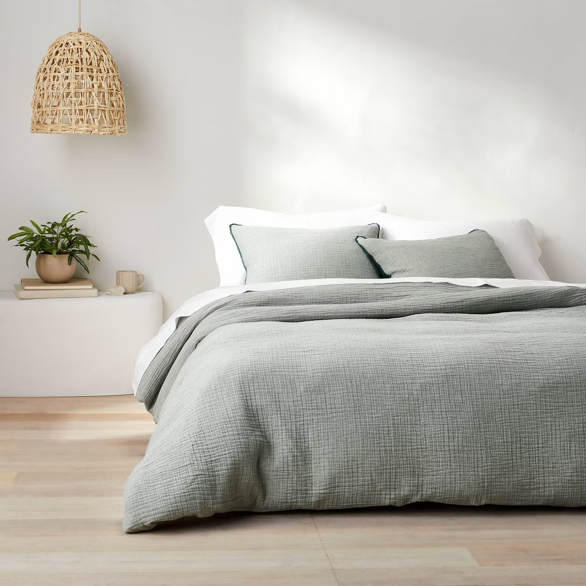 Textured Chambray Cotton Duvet Cover & Sham Set - Casaluna™ | Target