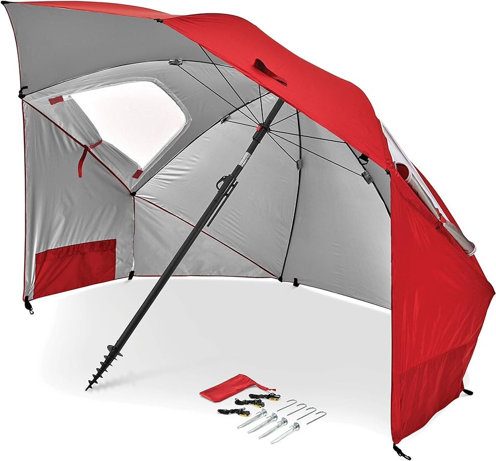 Sport-Brella Premiere UPF 50+ Umbrella Shelter for Sun and Rain Protection (8-Foot, Red) | Amazon (US)