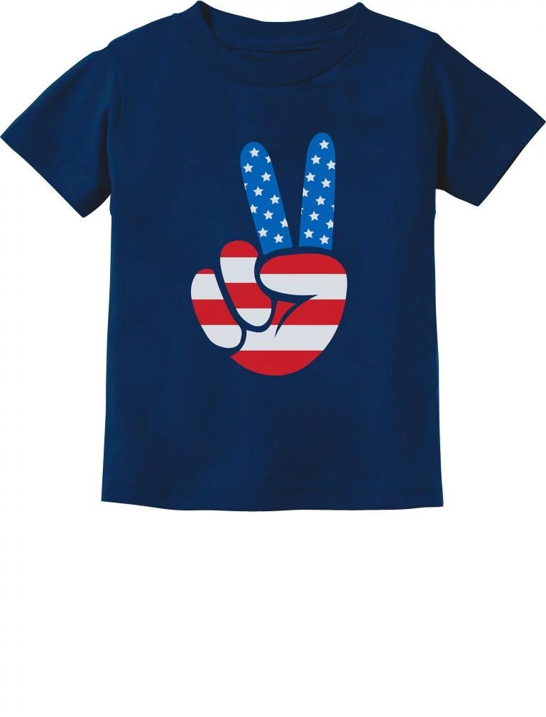 Tstars - American Flag Peace Sign 4th of July Toddler Kids T-Shirt 4T Navy - Walmart.com | Walmart (US)