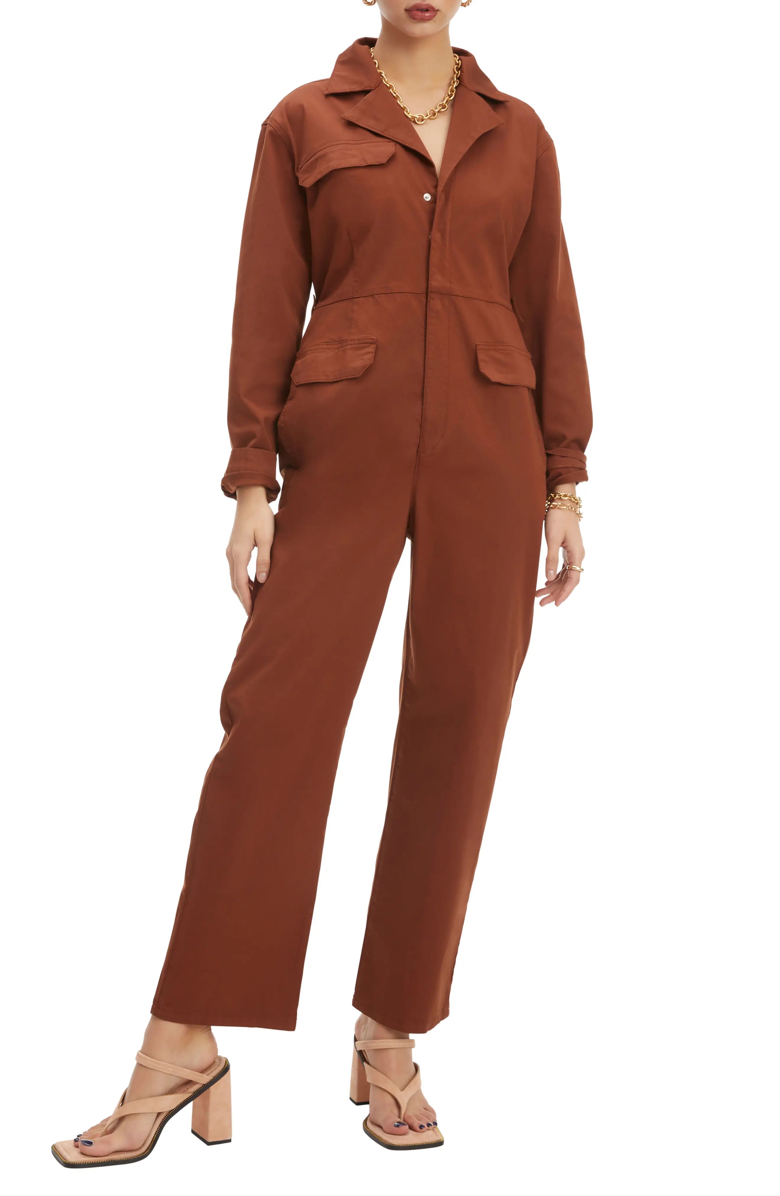 Good American Uniform Jumpsuit, Size 1 in Tortoise Shell at Nordstrom | Nordstrom