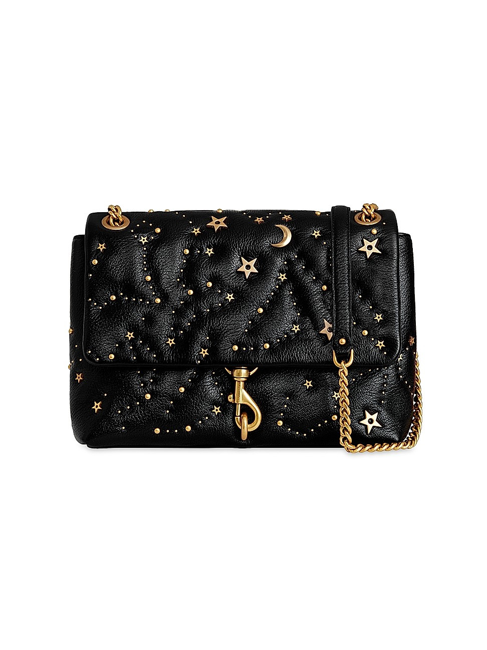 Women's Edie Celestial Stud Leather Flap Shoulder Bag - Black | Saks Fifth Avenue