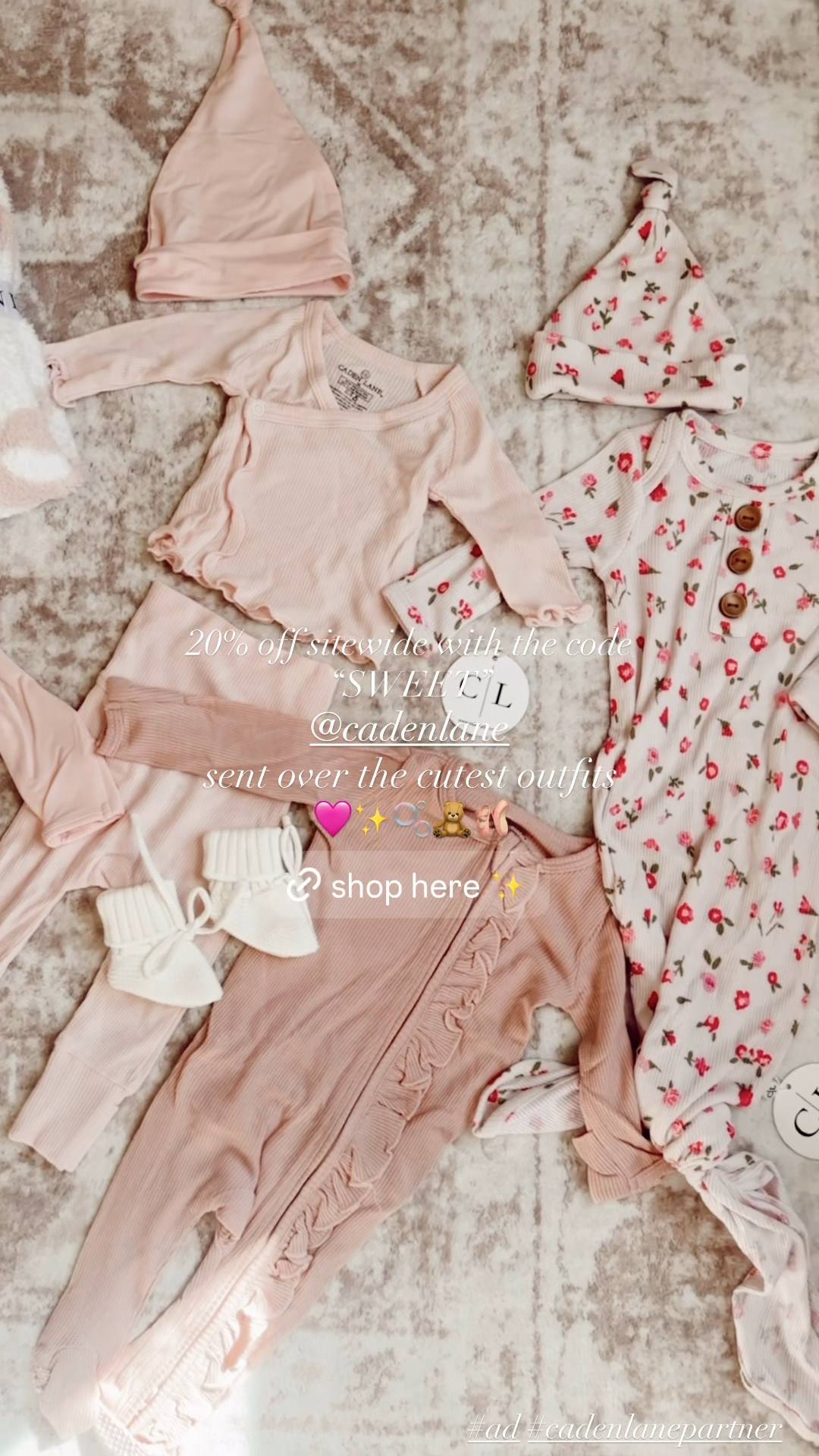 linking my exact haul from @Caden Lane “SWEET” FOR 20% off SITEWIDE 💌🧸🫧✨🩷🔗🌷🦢 #ad #cadenlanepartner 

#LTKmomlife #LTKBaby #LTKKids