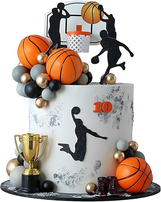 Basketball Cake Toppers, Qoadwem 29pcs Basketball Hoop Cake Decorations Sport Cake Party Decorati... | Amazon (US)