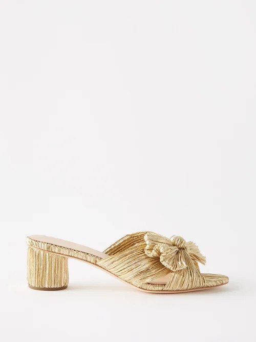 Loeffler Randall - Emilia 50 Pleated-lamé Sandals - Womens - Gold | Matches (US)