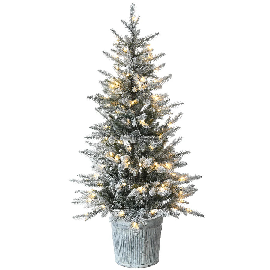 4.5 ft. Pre-Lit Snowy Alpine Fir Tree with LED Lights | National Tree Company