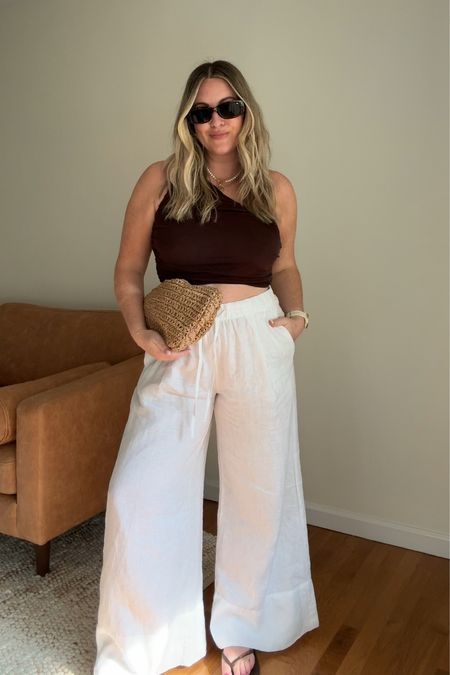 Amazon fashion find. Wearing size L (runs small). Exact pants are Zara (L) and fully stocked! #4877/101

White linen pants, linen pants outfit, Amazon finds, Amazon summer outfit  #ltkfindsunder50 #ltkseasonal #ltkstyletip

#LTKFindsUnder50 #LTKSeasonal #LTKStyleTip