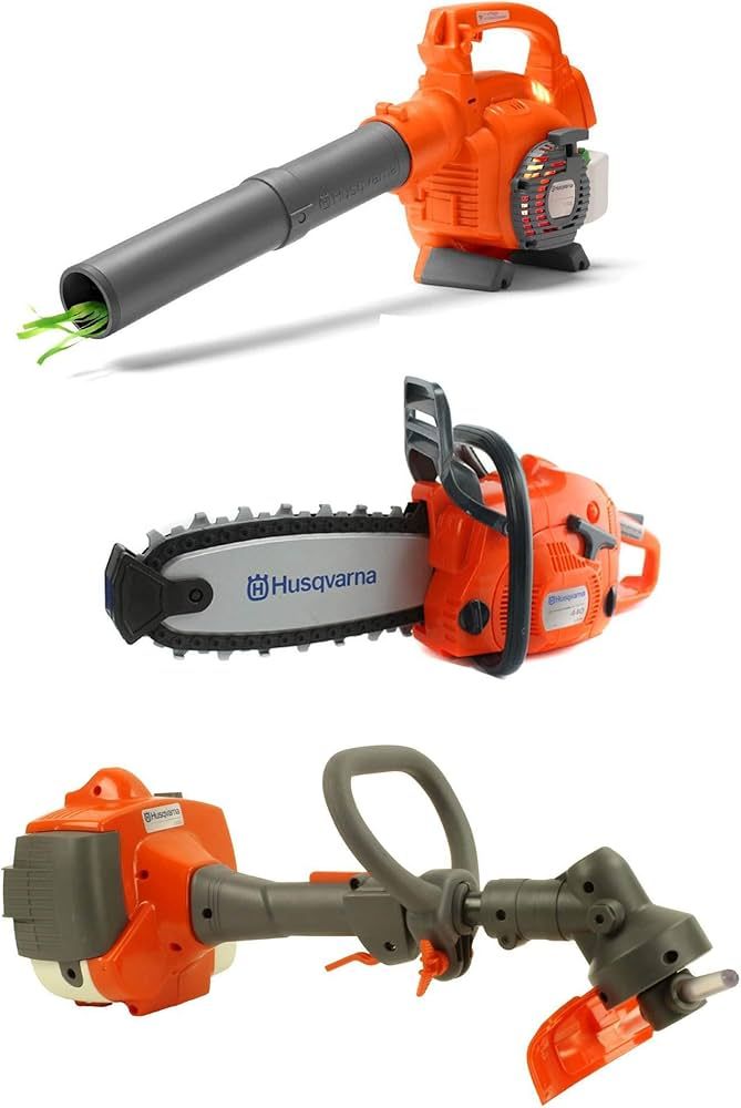 Husqvarna Kids Toy Battery Operated Leaf Blower + Lawn Trimmer Line + Chainsaw | Amazon (US)