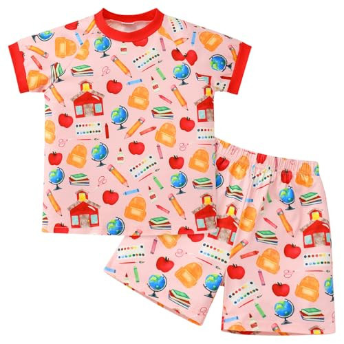 IMEKIS Back to School Outfits for Boy Girl: First Day of Kindergarten T Shirt Top with Shorts Bottoms Matching Sets Picture Day Clothes Toddler Kids Preschool Pink Pencil 4-5T | Amazon (US)
