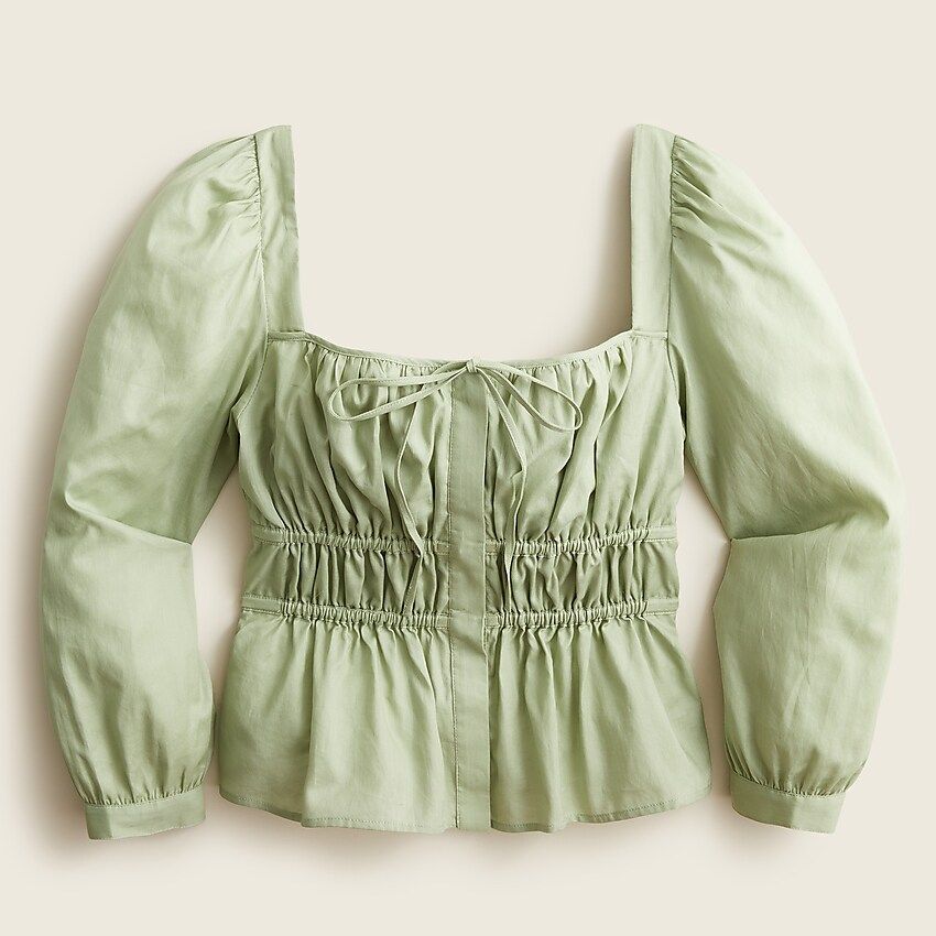 Cinched-waist top in herringbone cotton | J.Crew US