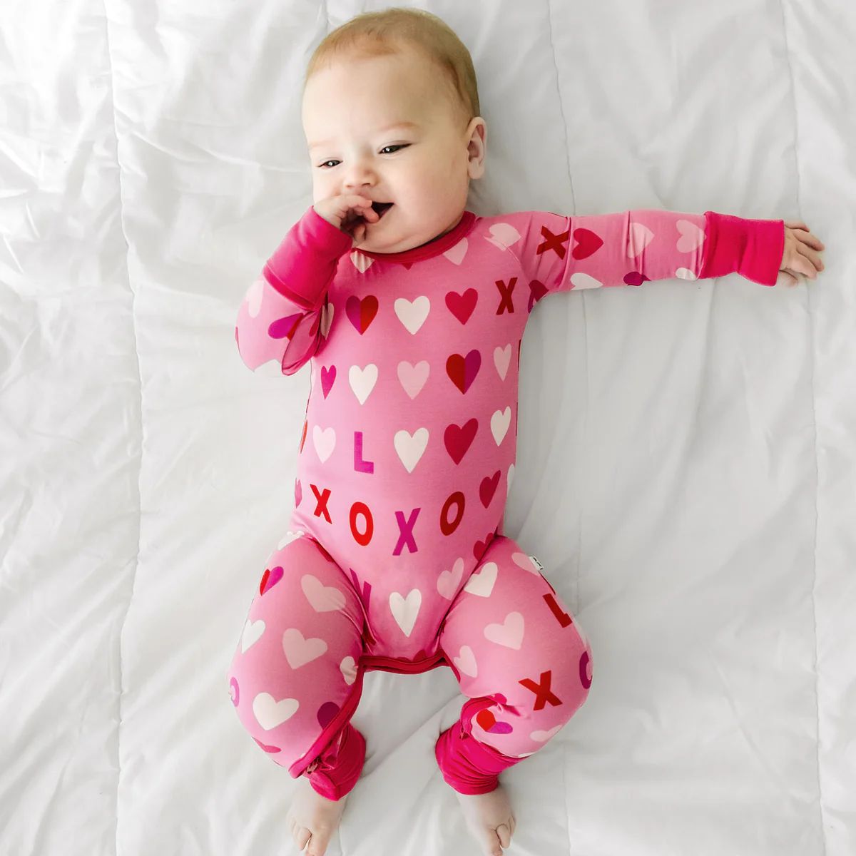 Pink XOXO Crescent Zippy | Little Sleepies