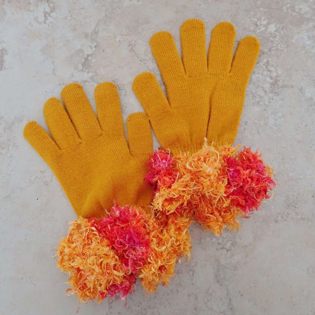 Saffron Yellow Stretch Knit Gloves, Novelty Crochet Cuff Gloves, Gift for Her, Elegant Fall Holid... | Etsy (US)