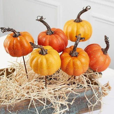 Factory Direct Craft Autumn Artificial Pumpkin Picks Perfect for Fall Décor (6 Pack) | Walmart (US)