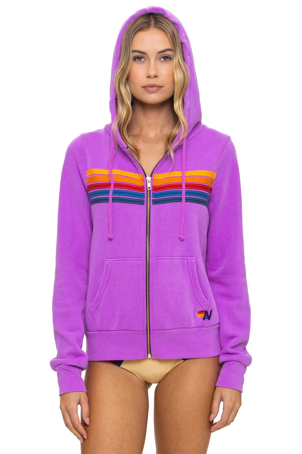 5 STRIPE HOODIE - NEON PURPLE | Aviator Nation