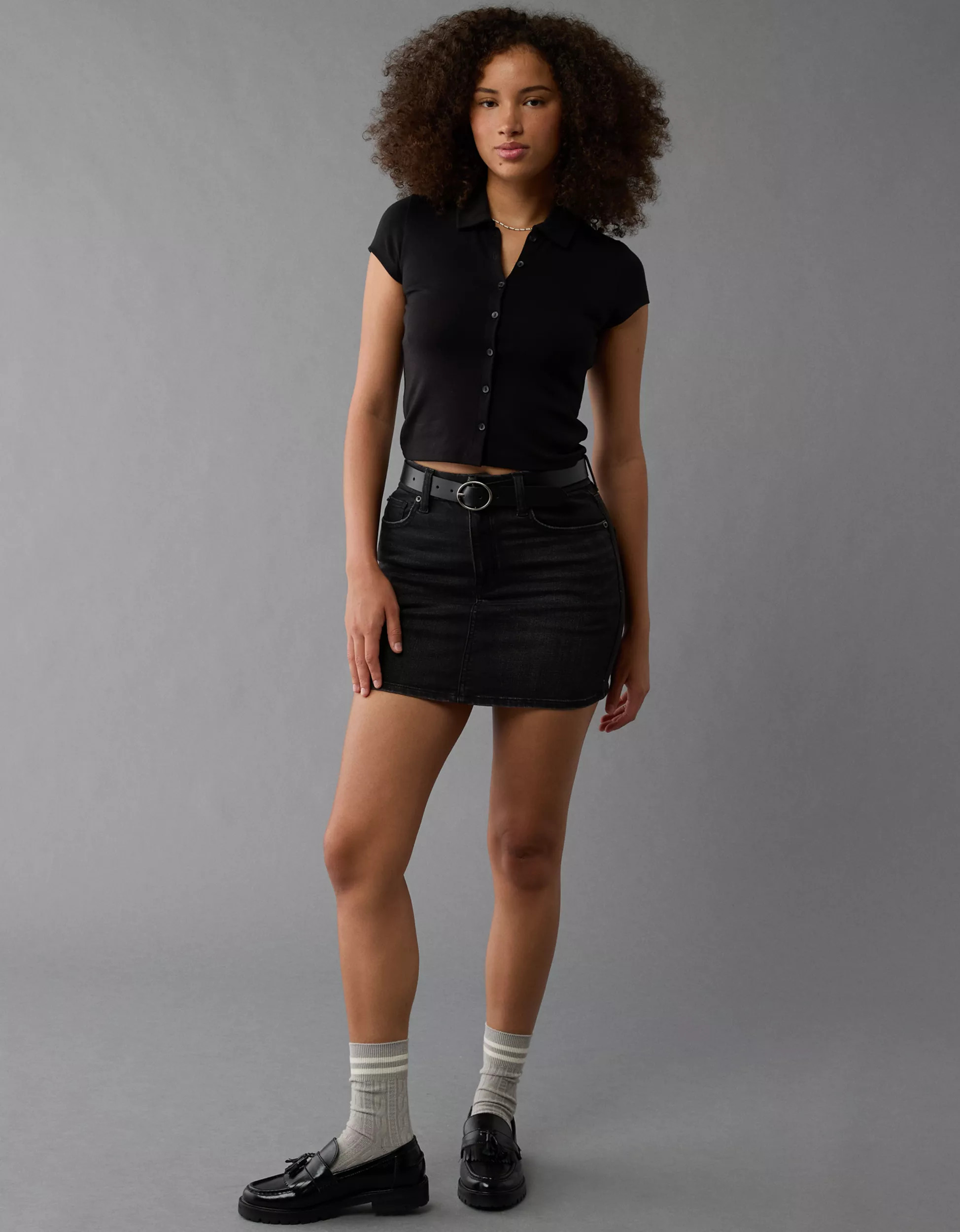 AE Collared Button-Up T-Shirt | American Eagle Outfitters (US & CA)