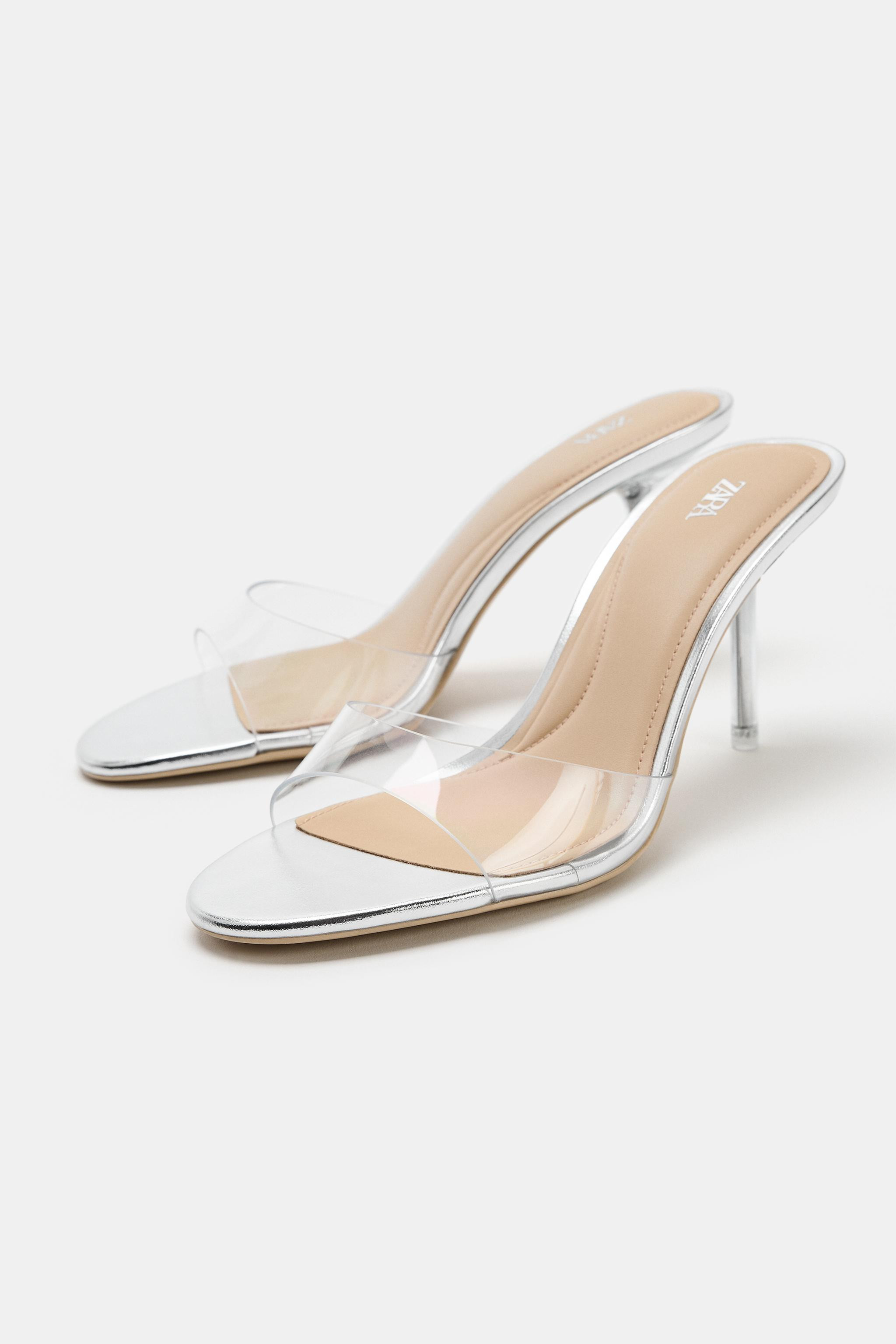 LAMINATED VINYL HEELED SANDALS | Zara US