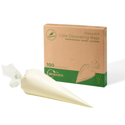 Keenpioneer 18-Inch Piping Bags, Large Capacity, Biobased Disposable Cake Decorating Pastry Bag - Pack of 100 | Amazon (US)
