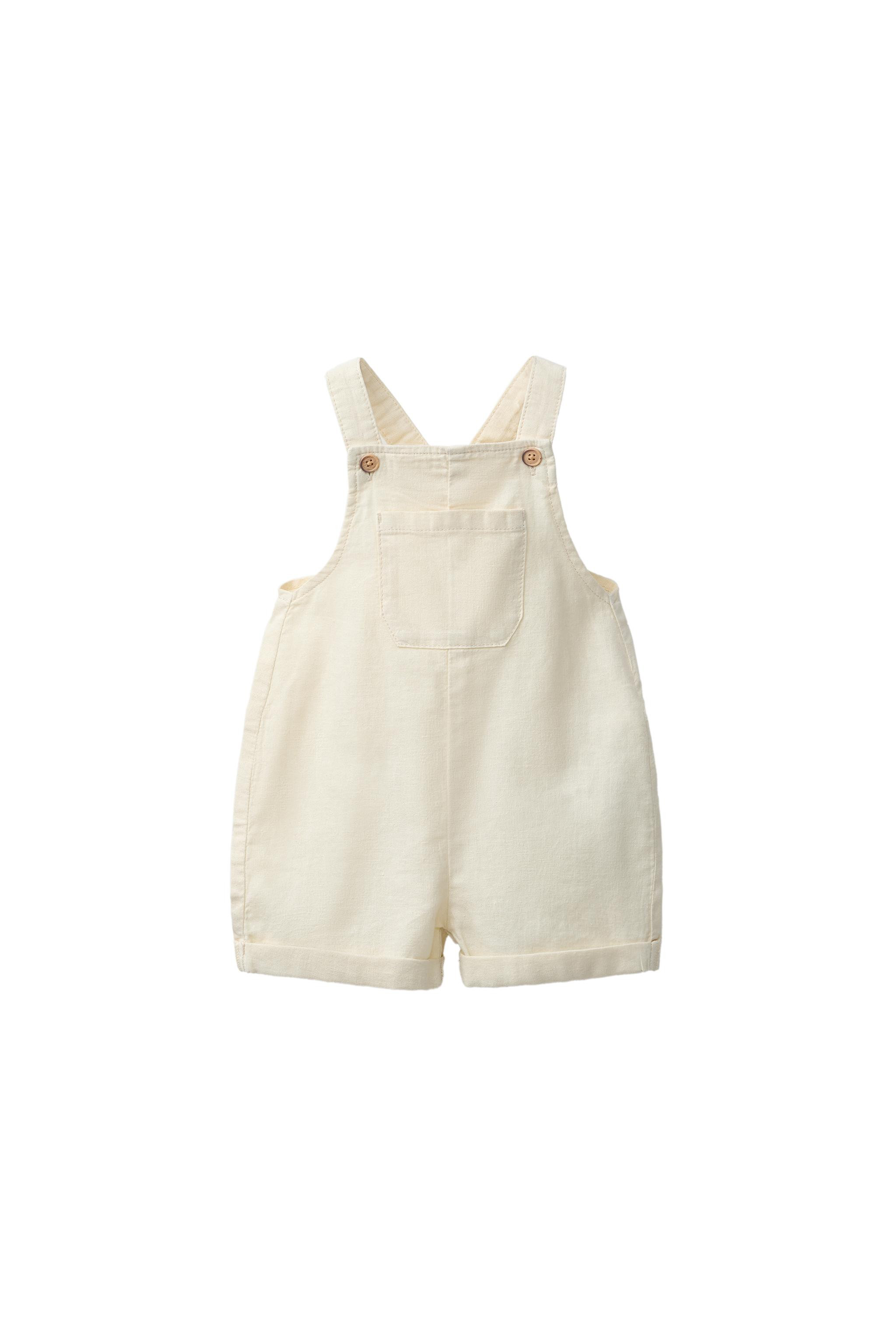 LINEN AND COTTON OVERALL SHORTS | Zara US