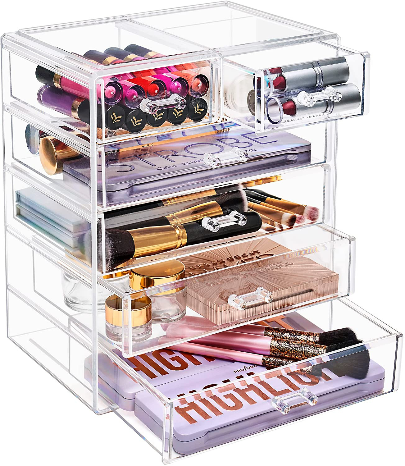 Sorbus Acrylic Clear Makeup Organizer - Big & Spacious Cosmetic Display Case - Stylish Designed J... | Amazon (US)