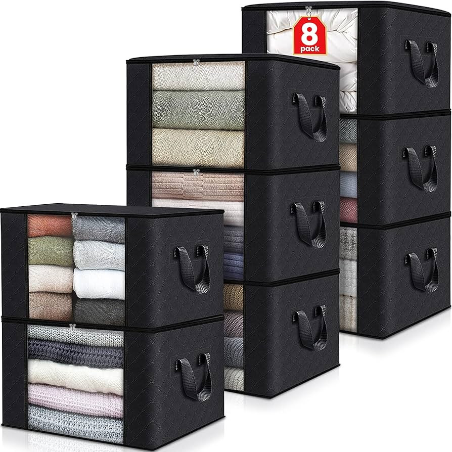 Fab totes 8-Pack Clothes Storage, Foldable Blanket Storage Bags, Storage Containers for Organizin... | Amazon (US)